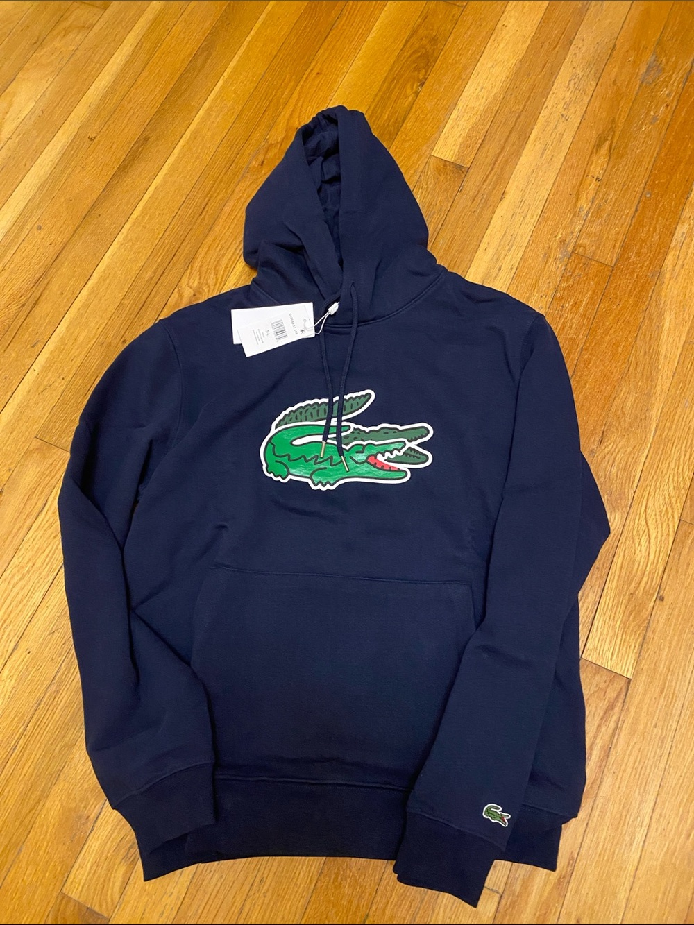 NWT Men’s Lacoste Navy Sweatshirt with Green Double Crocodile Logo
